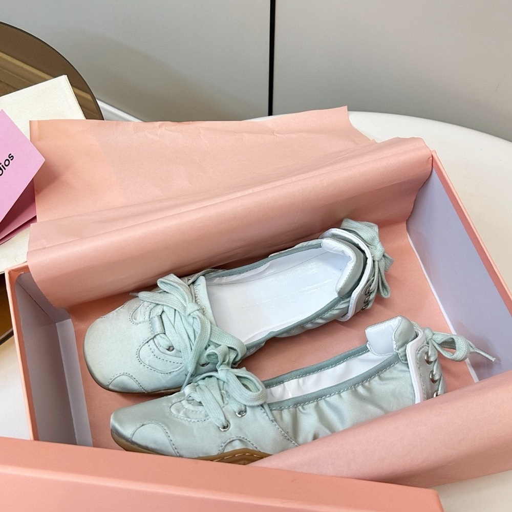 Acne Studios Women’s Mint Green Lace-Up Ballet Flat - Picture 8 of 8